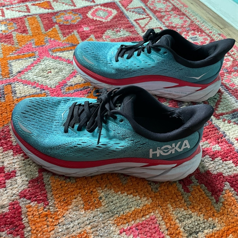 Hoka One One Clifton 8 Mens Sz 8.5 WIDE Running Shoes/ Sneakers Blue